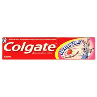 Зубная паста Колгейт Доктор заяц со вкусом клубники для детей старше 2 лет, 50мл